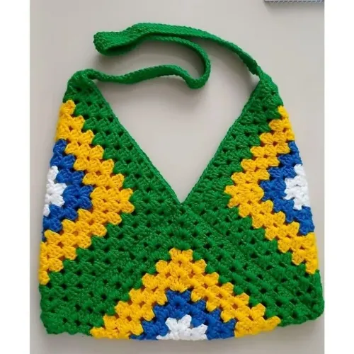 Bolsa Sacola de Crochê Brasil - Copa do Mundo 2026 