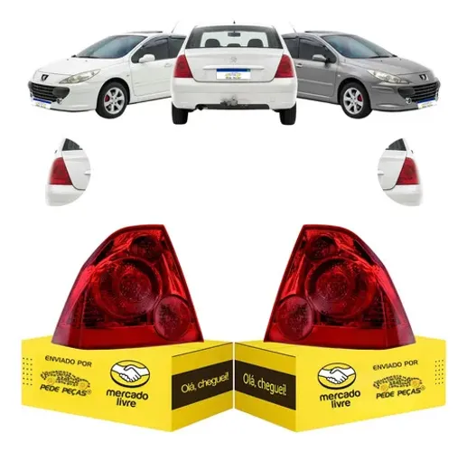 Par Lanterna Traseira Peugeot 307 Sedan 2007 08 09 10 A 2012 Ambos Lados Vermelho
