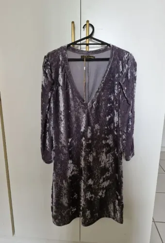 vestido veludo cinza morena rosa novo