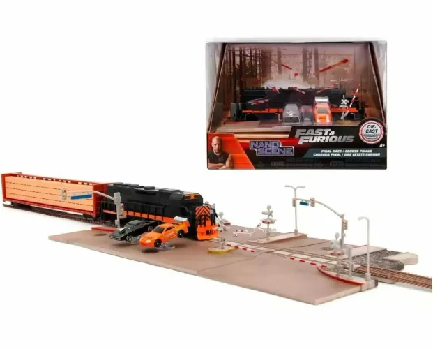 Miniatura Diorama Cena Final Trem Velozes e Furioosos Jada Toys Nano C 2 Carros Lacrado