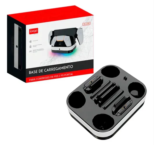 Base Carregamento Controle PS5 Ipega DualSense Dock RGB 2 Portas USB