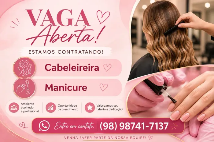 Vaga de emprego - cabeleireira e manicure