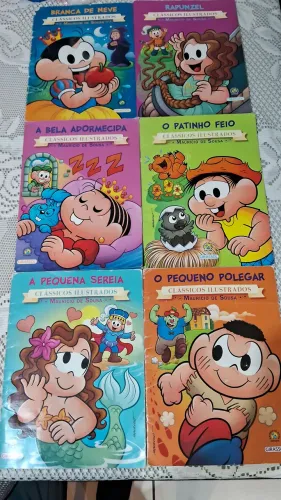 livros infantis "Clássicos Ilustrados" da Turma da Mônica, da Editora Girassol. 6 livros