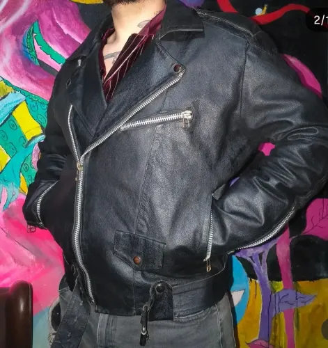 JAQUETA DE COURO LEGÍTIMO PERFECTO BIKER