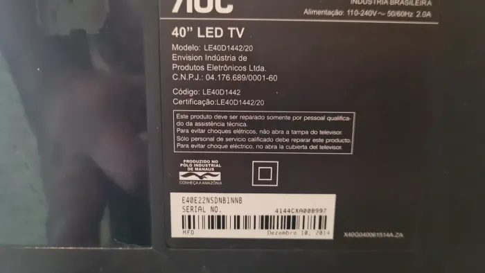Tv 40 AOC para retirada de pecas ou conserto