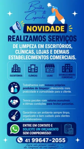 Diarista disponível pra comércios, casas, apartamentos, clínicas e escritórios.