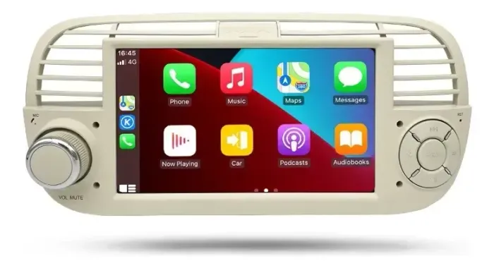 Central Multimídia Android 8 Pol. 2Gb/32Gb Carplay e Android Auto Fiat 500 2010 a 2014