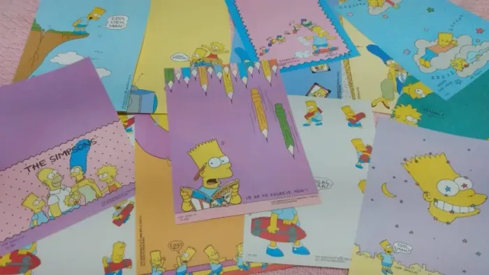 Lote de papel de carta antigo Os simpsons