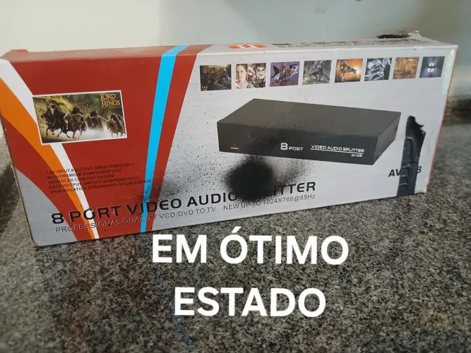Distribuidor de Áudio e Vídeo Splitter RCA de 8 Portas