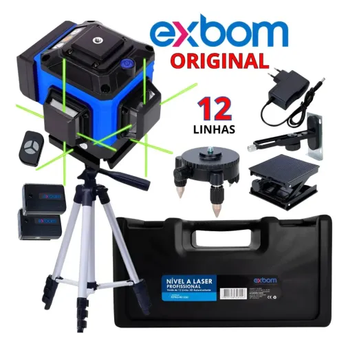 Nível a laser 12 linhas EXBOM Maleta e Acessórios NOVO