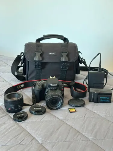 Kit Canon EOS Rebel SL2 Impecável + Lente 50mm f/1.8 + Acessórios (Pouquíssimo Uso!)