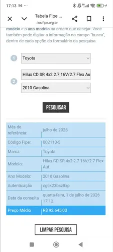 Toyota Hilux CD SR 4X2 2.7 16v/2.7 Flex Aut. 2010