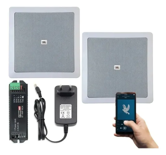 Kit Som Ambiente JBL Bluetooth + Amplificador (Embutir Teto) - Seminovo