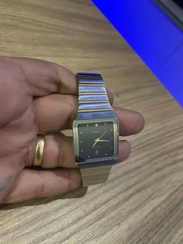 Relógio Rado DiaStar Vintage Suíço Original Preto e Dourado