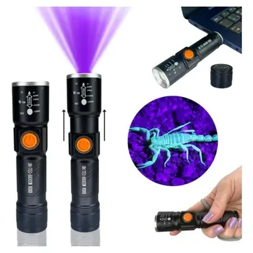 Mini Lanterna Ultravioleta (Acampamento, Escorpião, Luz Negra)