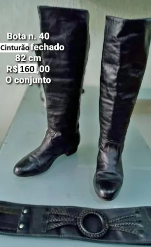 Botas e Cinturão em couro preto