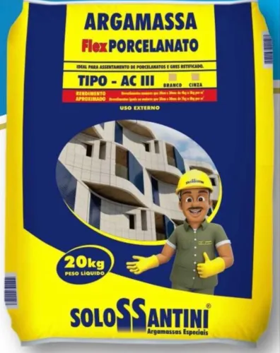 Argamassa AC3 Flexporcelanato cinza 20 kg SOLOSSANTINI