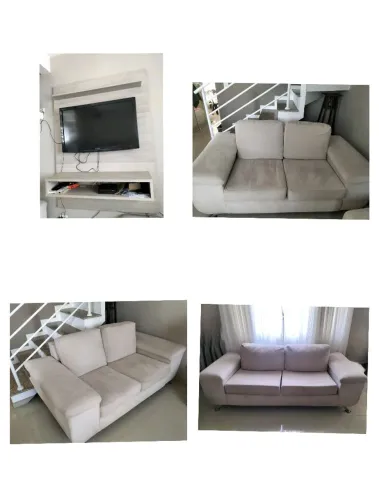 Sofá e painel de tv