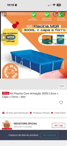 Kit piscina Com armação 30000 Usada