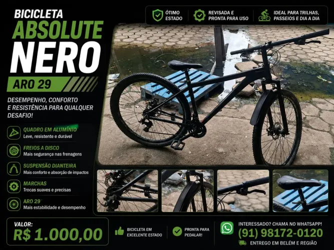 Bicicleta Absolute Nero Aro 29 Alumínio | Freio a Disco | R$ 1.000