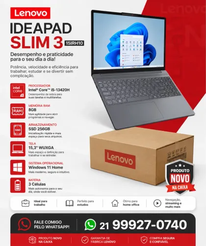 ? Notebook Lenovo IdeaPad Slim 3 | Intel Core i5 13ª Geração | SSD 256GB