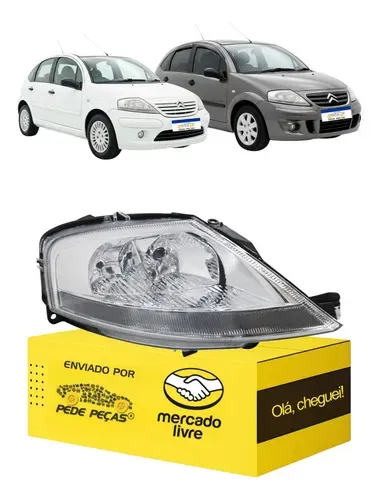 Farol Citroen C3 2003 04 05 06 07 08 09 A 2012 Elétrico Ld Direito/passageiro