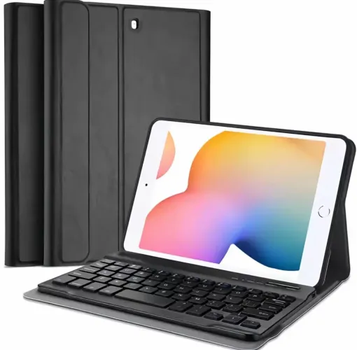 Capa case capinha com teclado ABS para iPad 7ª, 8ª, 9ª geração