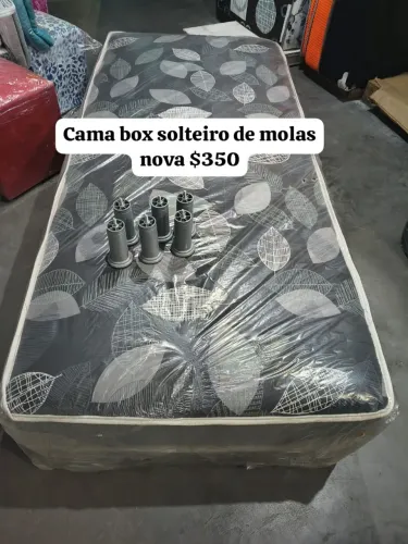 Cama Box Solteiro de Mola - Nova (ENTREGA GRÁTIS)