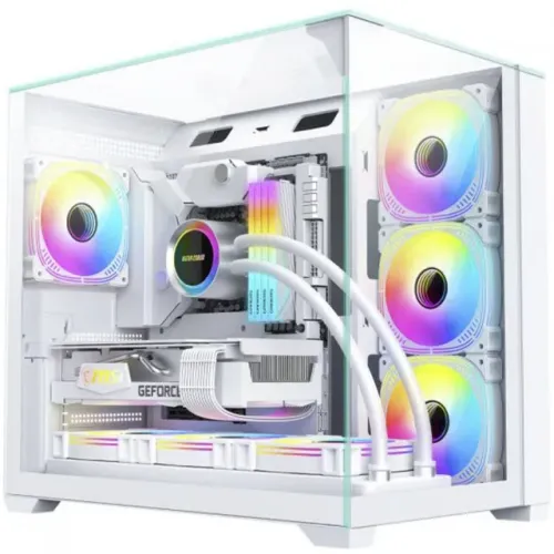 GABINETE GAMER MEGA SHARK WHITE ATX CG-W1FD (FANS NÃO INCLUSAS) NOVO LACRADO!