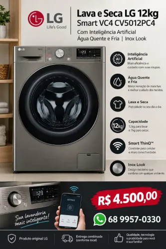 Lava e seca smart LG vc4 12 kg