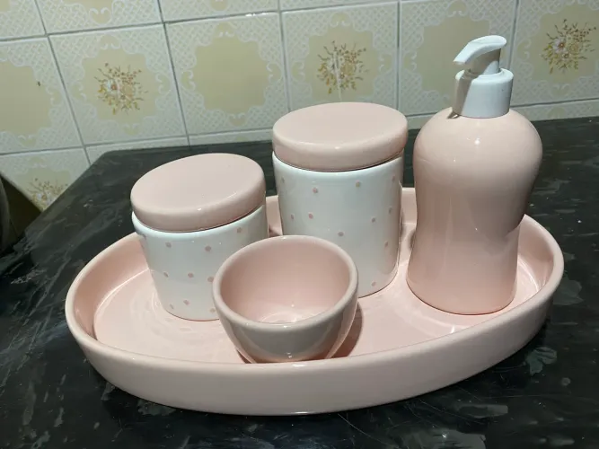 Kit Higiene bebê Rosa porcelana 
