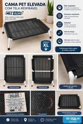 CAMA PET ELEVADA RESPIRÁVEL XL