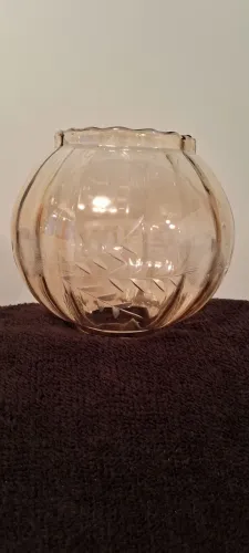 Cúpula Globo De Vidro Antigo Lapidado Âmbar (Bola Americana)