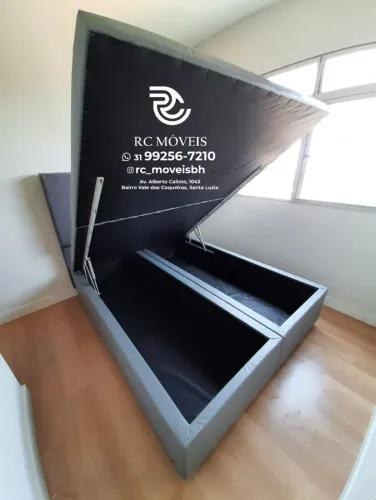Cama box Baú Tamanho casal 1.38x1.88 Bipartido Blindado com Pistão a Gás