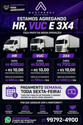 Estou agregando 3x4, HR e VUC