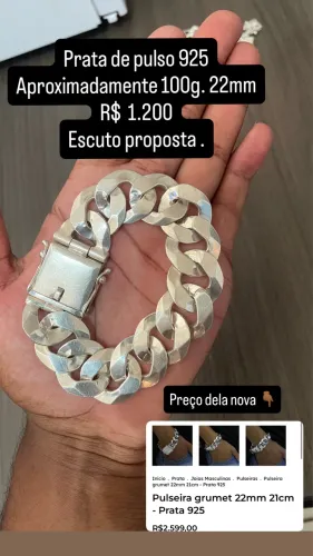 Prata de pulso 925