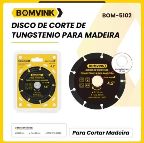 Disco de corte tungstênio para madeira corte reto e suave sem rebarbas. 