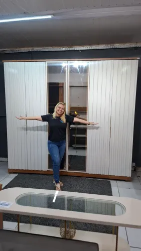 Roupeiro casal 6pts 100%MDF com vidro reflecta