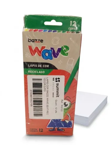 Lápis de Cor Wave Reciclado 12 Cores - Pacote  com 12  caixas 