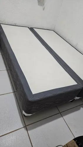 Base Para Cama Box Queen Bipartido Cor Cinza 