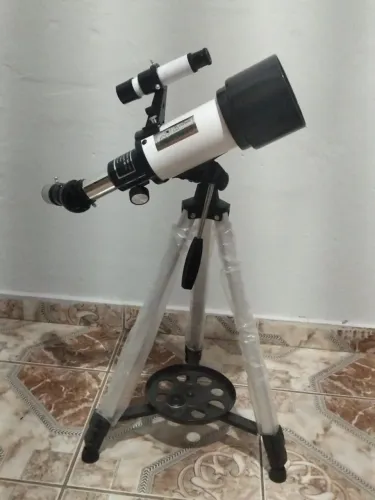 Telescópio astronômico refrator 400x70 alumínio com tripé 120cm Lorben