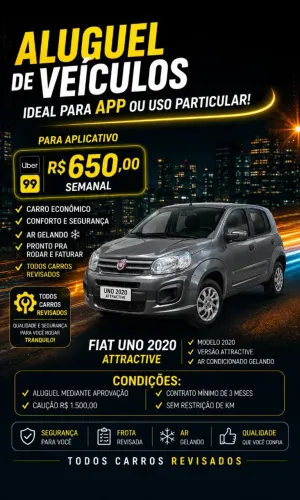 Alugo carro para motorista de aplicativo 