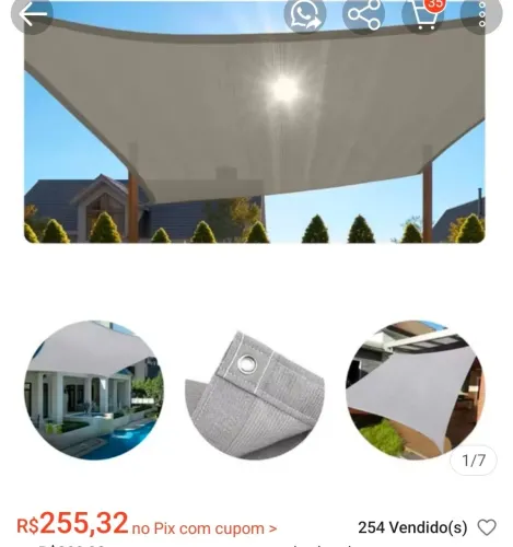 Tela sombrite prata para garagem 5x3 -150 reais