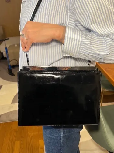bolsa ombro salvatore ferragamo verniz preto made in italy 100% original