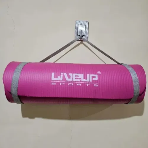 Tapete de Yoga EVA Fitness Mat Pilates Academia Musculação Live Up Sports Rosa 174x58cm
