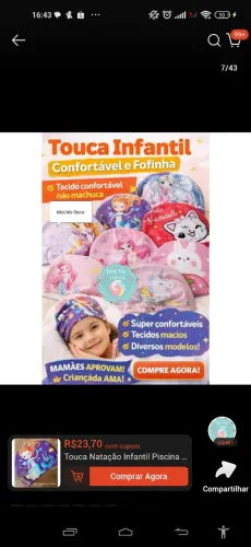 Touca Natação Infantil Tecido Premium