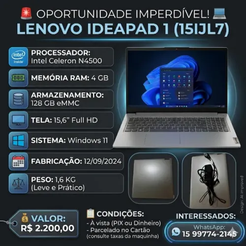 Notebook Lenovo IdeaPad 1 15.6" Full HD
