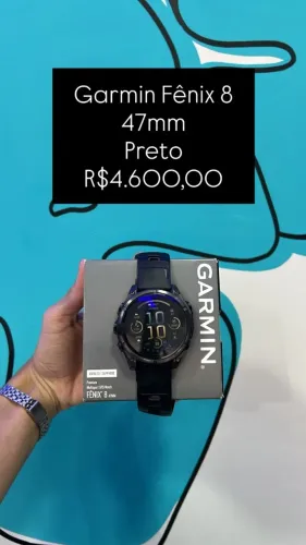 Garmin Fênix 8 / 47mm / Preto / Seminovo / Perfeito estado / Loja Física