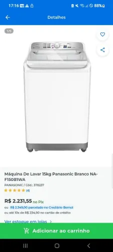 Máquina de lavar 14kg semi-nova