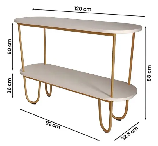 Aparador Requinte Pés De Aço Tubolar 120 Cm Cor Off White/dourado